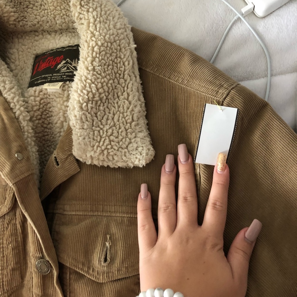 vintage brown fuzzy denim jacket